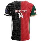 Custom Rugby New Zealand and Lebanon T Shirt All Black Cedars Together