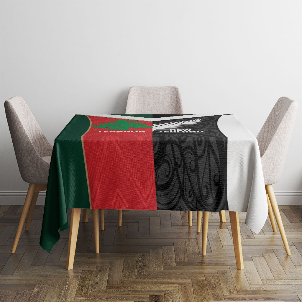 Rugby New Zealand and Lebanon Tablecloth All Black Cedars Together