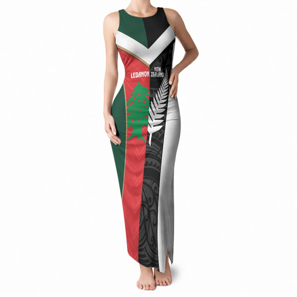 Custom Rugby New Zealand and Lebanon Tank Maxi Dress All Black Cedars Together