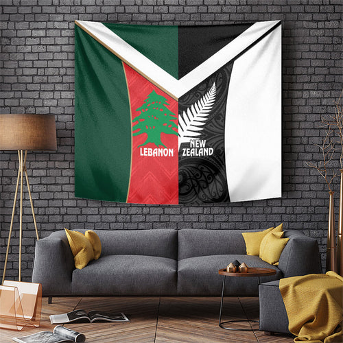 Rugby New Zealand and Lebanon Tapestry All Black Cedars Together