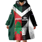 Custom Rugby New Zealand and Lebanon Wearable Blanket Hoodie All Black Cedars Together