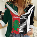 Custom Rugby New Zealand and Lebanon Women Casual Shirt All Black Cedars Together