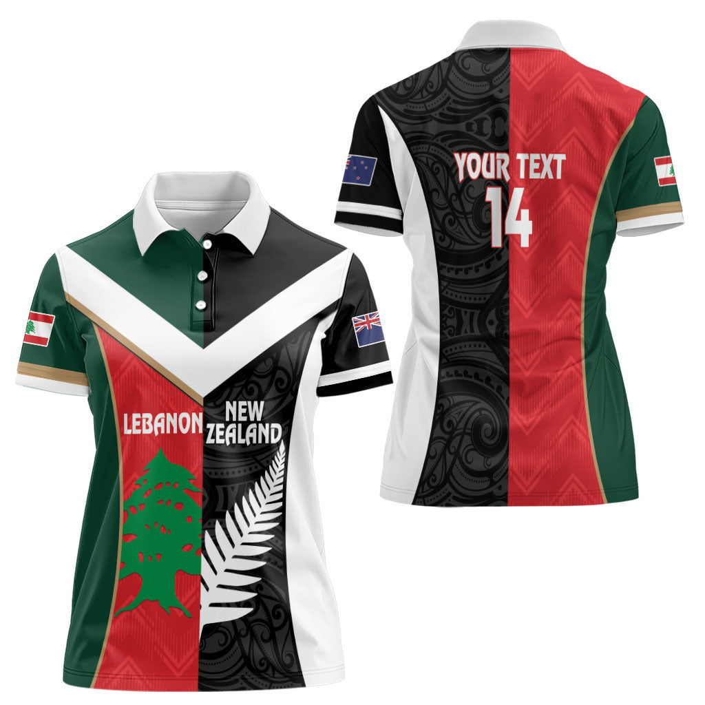 Custom Rugby New Zealand and Lebanon Women Polo Shirt All Black Cedars Together