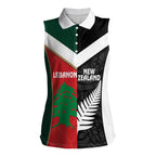Custom Rugby New Zealand and Lebanon Women Sleeveless Polo Shirt All Black Cedars Together