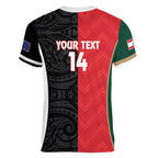 Custom Rugby New Zealand and Lebanon Women V-Neck T-Shirt All Black Cedars Together