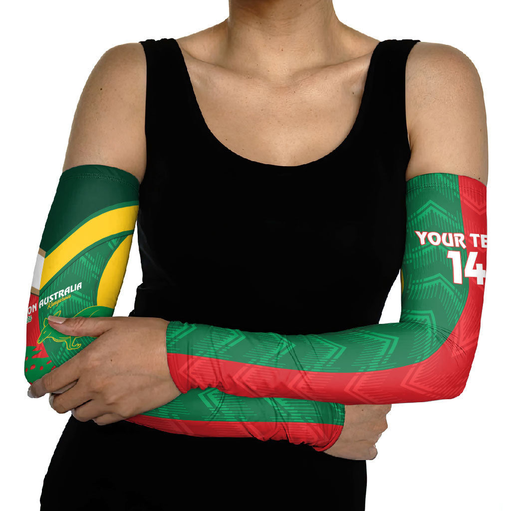 Custom Rugby Australia and Lebanon Arm Sleeves Aussie Kangaroos Cedars Together