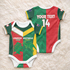 Custom Rugby Australia and Lebanon Baby Onesie Aussie Kangaroos Cedars Together