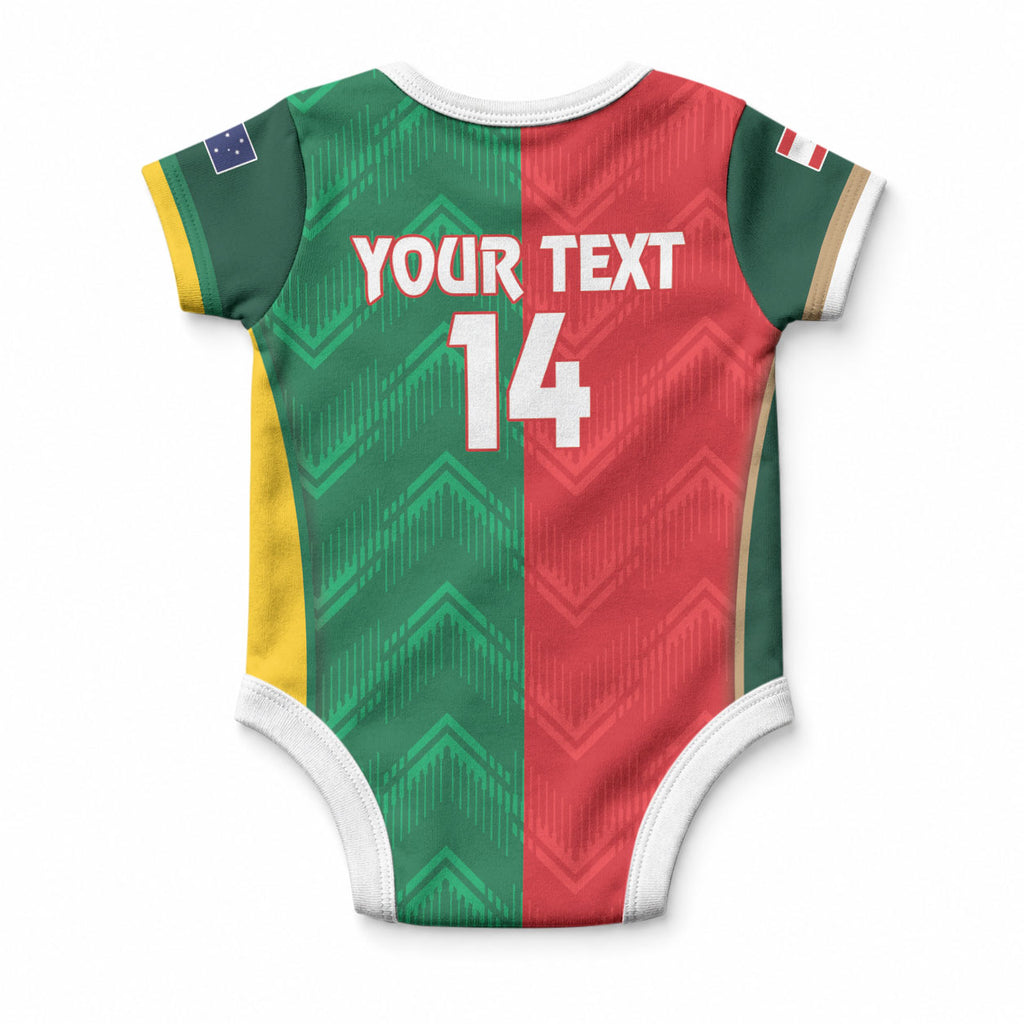 Custom Rugby Australia and Lebanon Baby Onesie Aussie Kangaroos Cedars Together