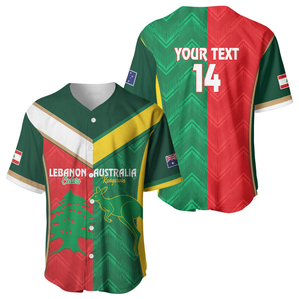 Custom Rugby Australia and Lebanon Baseball Jersey Aussie Kangaroos Cedars Together
