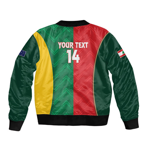 Custom Rugby Australia and Lebanon Bomber Jacket Aussie Kangaroos Cedars Together