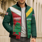 Custom Rugby Australia and Lebanon Bomber Puffer Jacket Aussie Kangaroos Cedars Together