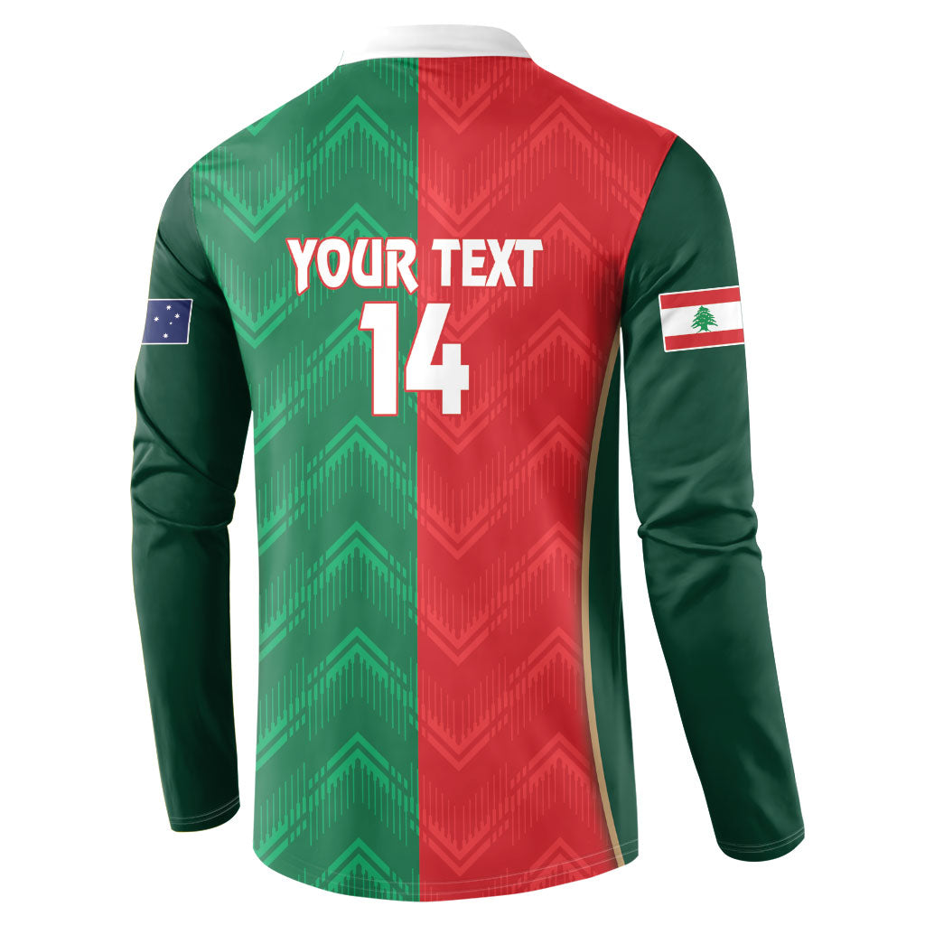 Custom Rugby Australia and Lebanon Button Sweatshirt Aussie Kangaroos Cedars Together