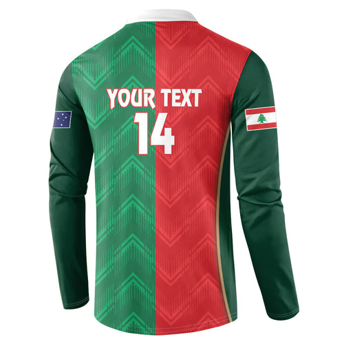 Custom Rugby Australia and Lebanon Button Sweatshirt Aussie Kangaroos Cedars Together