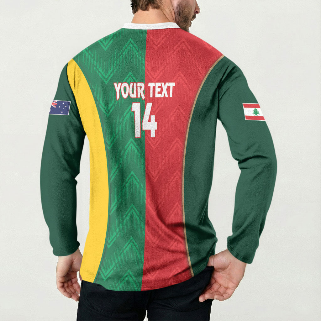 Custom Rugby Australia and Lebanon Button Sweatshirt Aussie Kangaroos Cedars Together