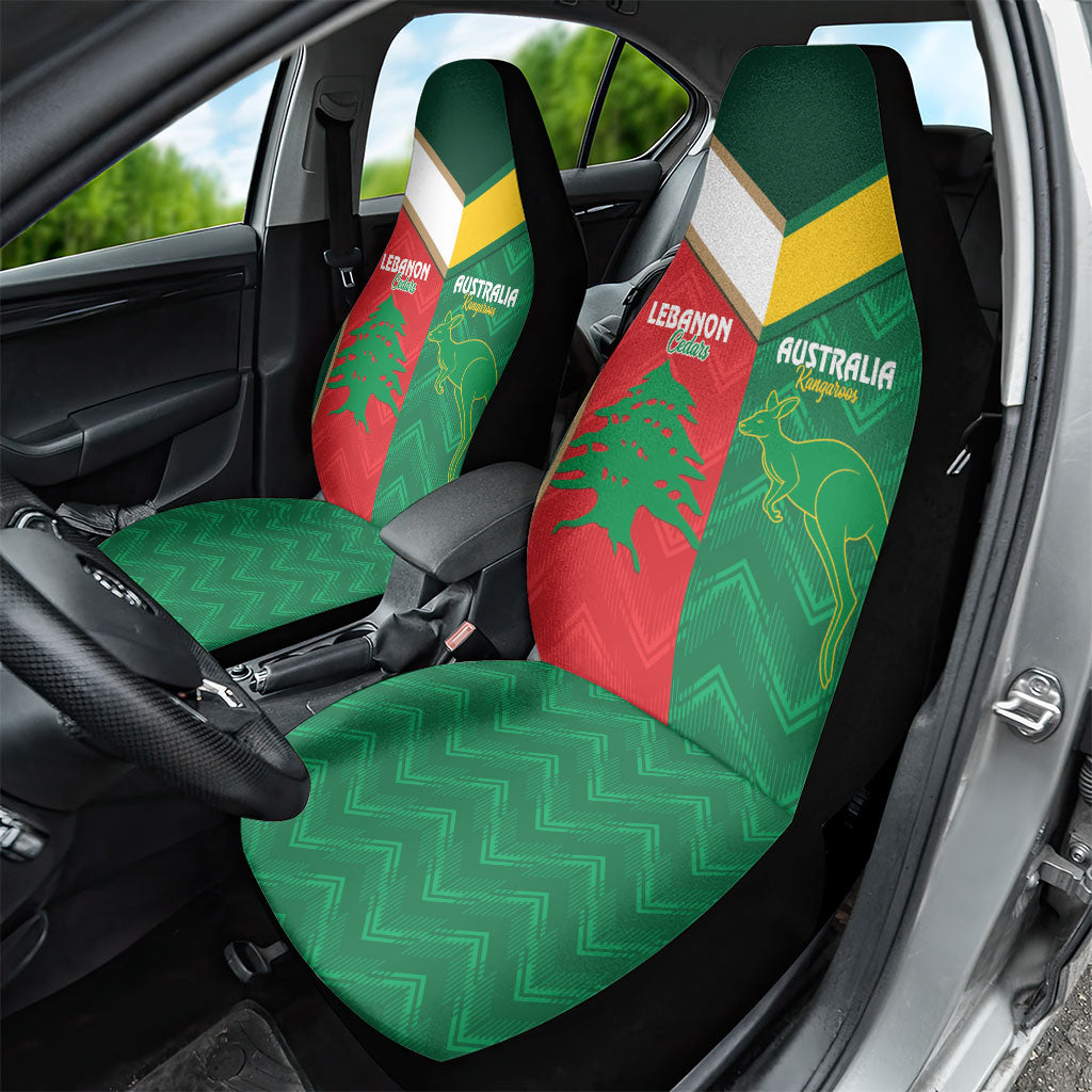 Rugby Australia and Lebanon Car Seat Cover Aussie Kangaroos Cedars Together