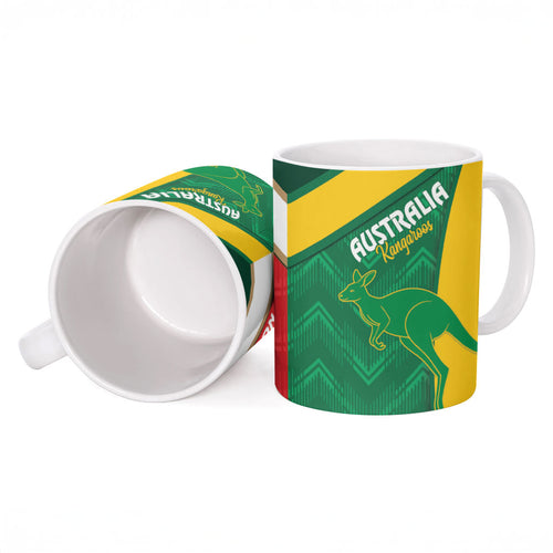 Rugby Australia and Lebanon Ceramic Mug Aussie Kangaroos Cedars Together