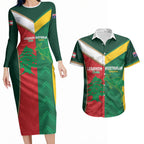 Custom Rugby Australia and Lebanon Couples Matching Long Sleeve Bodycon Dress and Hawaiian Shirt Aussie Kangaroos Cedars Together