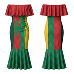 Custom Rugby Australia and Lebanon Couples Matching Mermaid Dress and Hawaiian Shirt Aussie Kangaroos Cedars Together