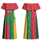 Custom Rugby Australia and Lebanon Couples Matching Off Shoulder Maxi Dress and Long Sleeve Button Shirt Aussie Kangaroos Cedars Together