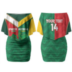Custom Rugby Australia and Lebanon Couples Matching Off Shoulder Short Dress and Long Sleeve Button Shirt Aussie Kangaroos Cedars Together