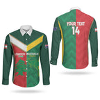 Custom Rugby Australia and Lebanon Couples Matching Off The Shoulder Long Sleeve Dress and Long Sleeve Button Shirt Aussie Kangaroos Cedars Together