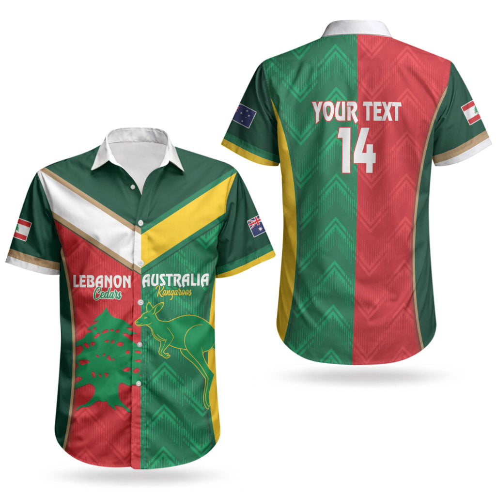 Custom Rugby Australia and Lebanon Couples Matching Puletasi and Hawaiian Shirt Aussie Kangaroos Cedars Together