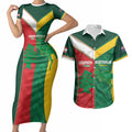 Custom Rugby Australia and Lebanon Couples Matching Short Sleeve Bodycon Dress and Hawaiian Shirt Aussie Kangaroos Cedars Together