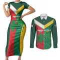 Custom Rugby Australia and Lebanon Couples Matching Short Sleeve Bodycon Dress and Long Sleeve Button Shirt Aussie Kangaroos Cedars Together