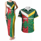 Custom Rugby Australia and Lebanon Couples Matching Tank Maxi Dress and Hawaiian Shirt Aussie Kangaroos Cedars Together