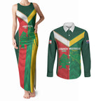 Custom Rugby Australia and Lebanon Couples Matching Tank Maxi Dress and Long Sleeve Button Shirt Aussie Kangaroos Cedars Together
