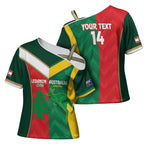 Custom Rugby Australia and Lebanon Cross Shoulder Shirt Aussie Kangaroos Cedars Together