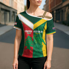 Custom Rugby Australia and Lebanon Cross Shoulder Shirt Aussie Kangaroos Cedars Together