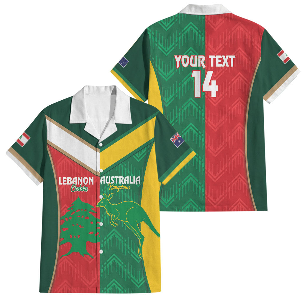 Custom Rugby Australia and Lebanon Family Matching Mermaid Dress and Hawaiian Shirt Aussie Kangaroos Cedars Together