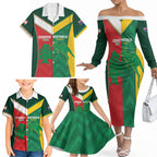 Custom Rugby Australia and Lebanon Family Matching Off The Shoulder Long Sleeve Dress and Hawaiian Shirt Aussie Kangaroos Cedars Together