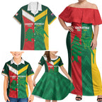 Custom Rugby Australia and Lebanon Family Matching Off Shoulder Maxi Dress and Hawaiian Shirt Aussie Kangaroos Cedars Together