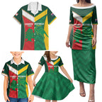 Custom Rugby Australia and Lebanon Family Matching Puletasi and Hawaiian Shirt Aussie Kangaroos Cedars Together