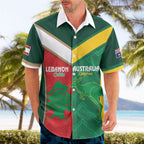 Custom Rugby Australia and Lebanon Hawaiian Shirt Aussie Kangaroos Cedars Together