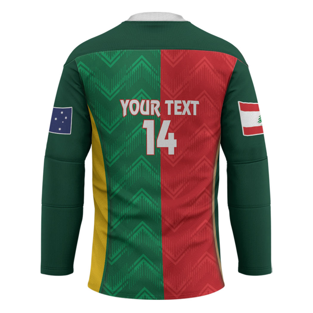 Custom Rugby Australia and Lebanon Hockey Jersey Aussie Kangaroos Cedars Together
