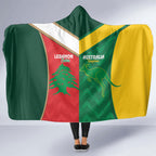Rugby Australia and Lebanon Hooded Blanket Aussie Kangaroos Cedars Together