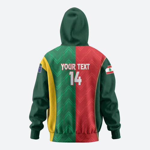Custom Rugby Australia and Lebanon Hoodie Aussie Kangaroos Cedars Together