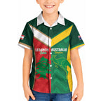 Custom Rugby Australia and Lebanon Kid Hawaiian Shirt Aussie Kangaroos Cedars Together