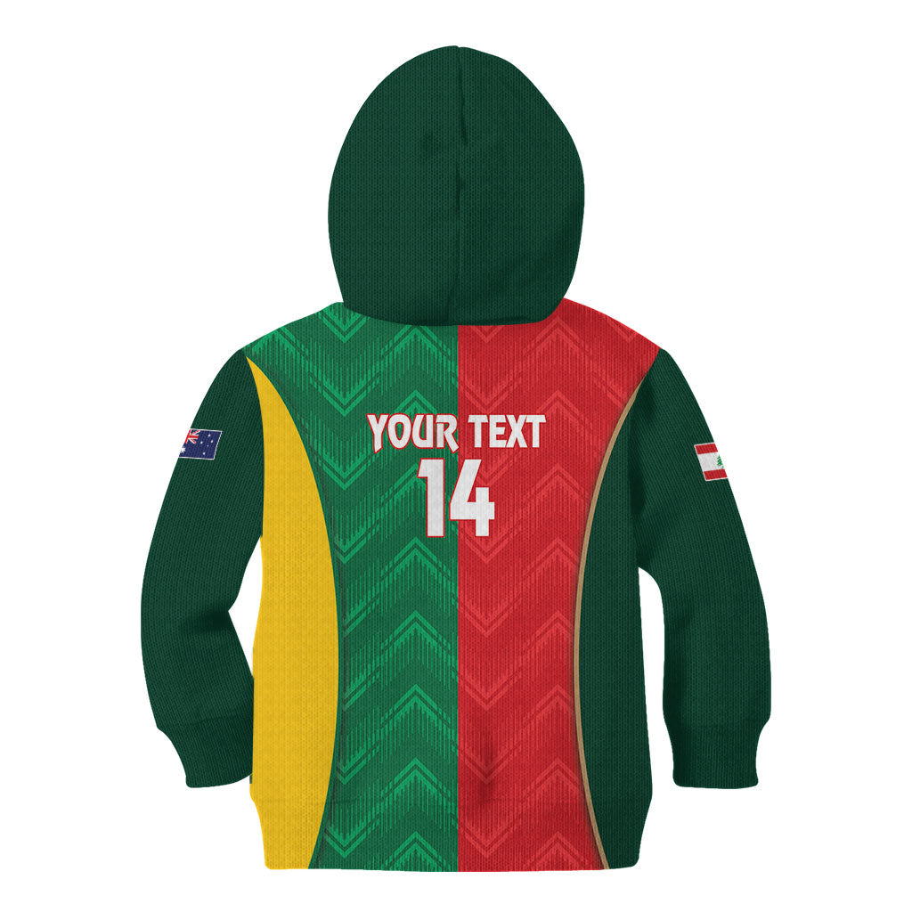 Custom Rugby Australia and Lebanon Kid Hoodie Aussie Kangaroos Cedars Together