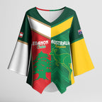 Custom Rugby Australia and Lebanon Kimono Sleeve Blouse Aussie Kangaroos Cedars Together