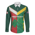 Custom Rugby Australia and Lebanon Long Sleeve Button Shirt Aussie Kangaroos Cedars Together