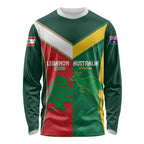 Custom Rugby Australia and Lebanon Long Sleeve Shirt Aussie Kangaroos Cedars Together