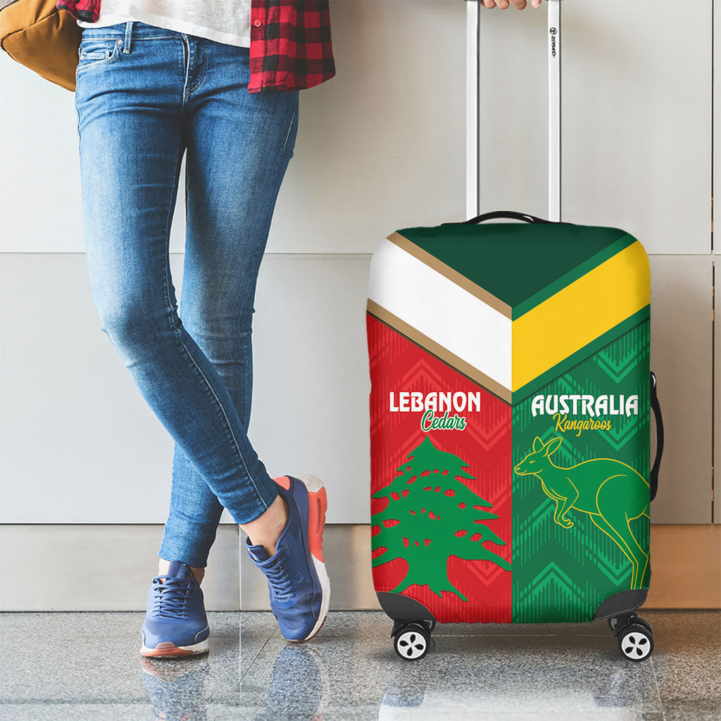 Rugby Australia and Lebanon Luggage Cover Aussie Kangaroos Cedars Together