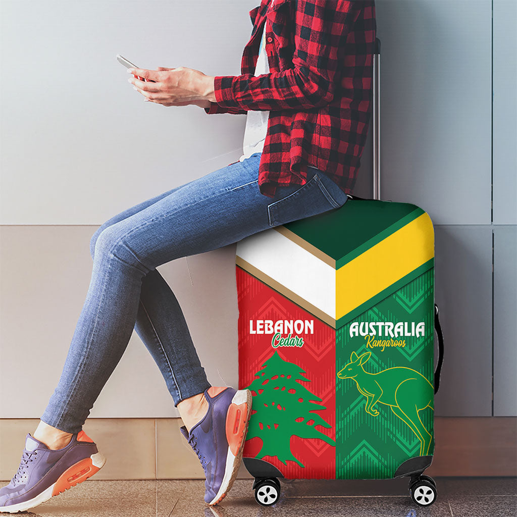 Rugby Australia and Lebanon Luggage Cover Aussie Kangaroos Cedars Together