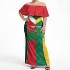 Custom Rugby Australia and Lebanon Off Shoulder Maxi Dress Aussie Kangaroos Cedars Together