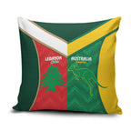 Rugby Australia and Lebanon Pillow Cover Aussie Kangaroos Cedars Together