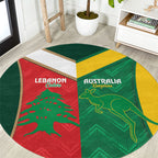 Rugby Australia and Lebanon Round Carpet Aussie Kangaroos Cedars Together